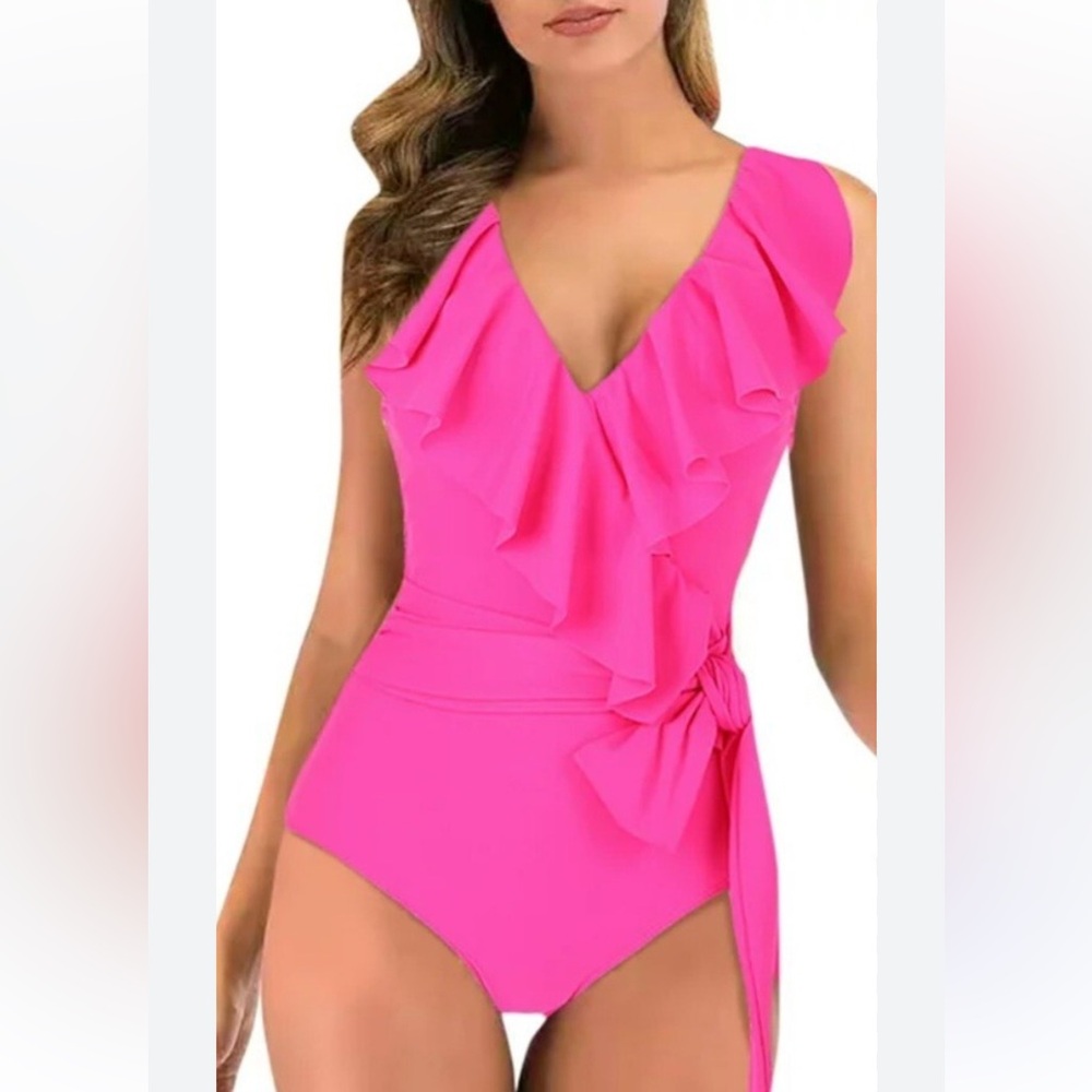 Women’s One Piece Swimwear Bathing Suit Hot Pink NWOT Size L